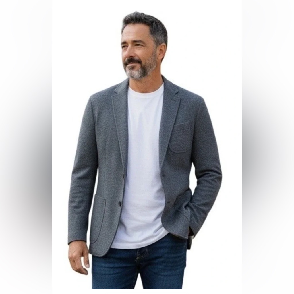 Banana Republic Slim Wool Blazer Mens 42s Gray Italian Fabric Mario Bellucci Lux